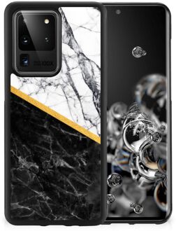 B2Ctelecom Smartphone Hoesje Samsung Galaxy S20 Ultra Smartphonehoesje met Zwarte rand Marble White Black