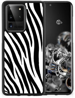 B2Ctelecom Smartphone Hoesje Samsung Galaxy S20 Ultra Trendy Telefoonhoesjes met Zwarte rand Zebra