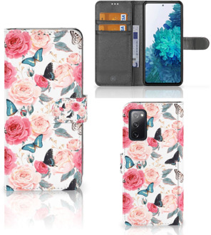 B2Ctelecom Smartphone Hoesje Samsung Galaxy S20FE Flipcase Cadeautjes voor Moederdag Butterfly Roses