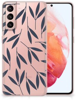 B2Ctelecom Smartphone hoesje Samsung Galaxy S21 Back Case Siliconen Hoesje met Foto Leaves Blue