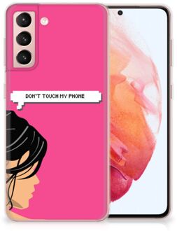 B2Ctelecom Smartphone hoesje Samsung Galaxy S21 Back Case Siliconen Hoesje Woman Don't Touch My Phone