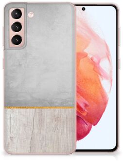 B2Ctelecom Smartphone hoesje Samsung Galaxy S21 Backcase Siliconen Hoesje Wood Beton