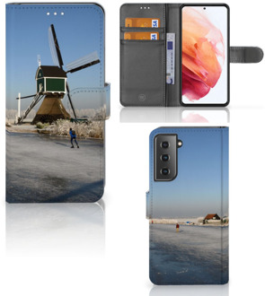 B2Ctelecom Smartphone Hoesje Samsung Galaxy S21 Boekhoesje Tekst Schaatsers