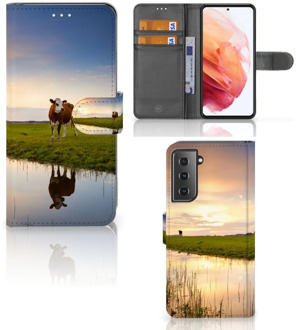 B2Ctelecom Smartphone Hoesje Samsung Galaxy S21 Flip Case Koe