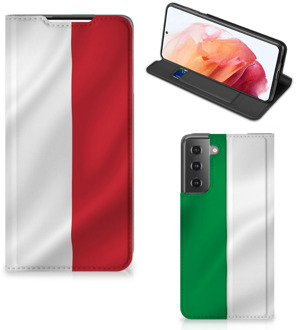 B2Ctelecom Smartphone Hoesje Samsung Galaxy S21 Leuk Bookcase Italiaanse Vlag