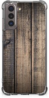 B2Ctelecom Smartphone hoesje Samsung Galaxy S21 Mobiel Hoesje met transparante rand Steigerhout