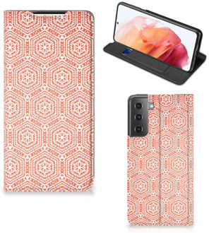 B2Ctelecom Smartphone Hoesje Samsung Galaxy S21 Mobiel Hoesje Pattern Orange