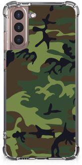 B2Ctelecom Smartphone hoesje Samsung Galaxy S21 Plus Anti-shock Hoesje met foto met transparante rand Camouflage