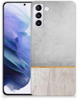 B2Ctelecom Smartphone hoesje Samsung Galaxy S21 Plus Backcase Siliconen Hoesje Wood Beton