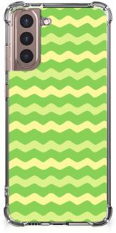 B2Ctelecom Smartphone hoesje Samsung Galaxy S21 Plus Beschermhoesje met transparante rand Waves Green