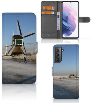 B2Ctelecom Smartphone Hoesje Samsung Galaxy S21 Plus Boekhoesje Tekst Schaatsers