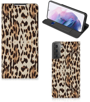 B2Ctelecom Smartphone Hoesje Samsung Galaxy S21 Plus Book Cover Leopard