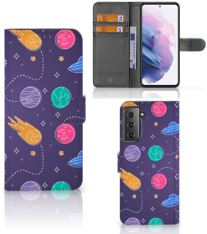 B2Ctelecom Smartphone Hoesje Samsung Galaxy S21 Plus Flip Case Portemonnee Space