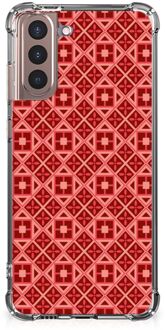 B2Ctelecom Smartphone hoesje Samsung Galaxy S21 Plus Hoesje ontwerpen met transparante rand Batik Red