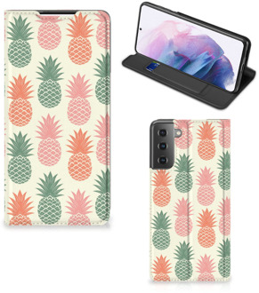 B2Ctelecom Smartphone Hoesje Samsung Galaxy S21 Plus Leuk Bookcase Ananas