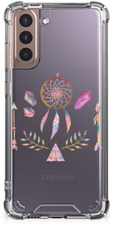 B2Ctelecom Smartphone hoesje Samsung Galaxy S21 Plus Mobiel Case met transparante rand Boho Dreamcatcher