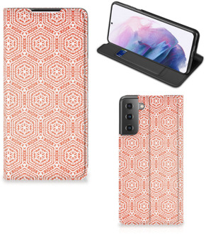 B2Ctelecom Smartphone Hoesje Samsung Galaxy S21 Plus Mobiel Hoesje Pattern Orange