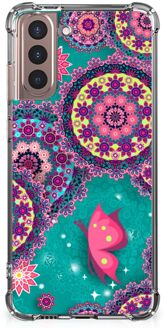 B2Ctelecom Smartphone hoesje Samsung Galaxy S21 Plus Silicone Hoesje met transparante rand Cirkels en Vlinders