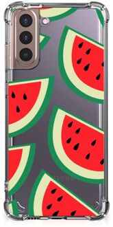 B2Ctelecom Smartphone hoesje Samsung Galaxy S21 Plus Telefoonhoesje met tekst met transparante rand Watermelons