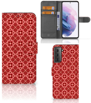 B2Ctelecom Smartphone Hoesje Samsung Galaxy S21 Plus Wallet Book Case Batik Red