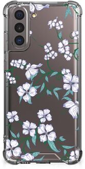 B2Ctelecom Smartphone hoesje Samsung Galaxy S21 Siliconen Hoesje met transparante rand Blossom White