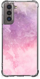 B2Ctelecom Smartphone hoesje Samsung Galaxy S21 Stevige Telefoonhoesje met transparante rand Pink Purple Paint