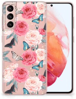 B2Ctelecom Smartphone hoesje Samsung Galaxy S21 Telefoontas Butterfly Roses