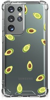 B2Ctelecom Smartphone hoesje Samsung Galaxy S21 Ultra Backcase TPU Siliconen Hoesje met transparante rand Avocado