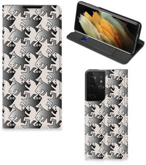 B2Ctelecom Smartphone Hoesje Samsung Galaxy S21 Ultra Book Wallet Case Salamander Grey