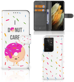 B2Ctelecom Smartphone Hoesje Samsung Galaxy S21 Ultra Bookcase met Quotes Donut Cadeautjes voor Meisjes