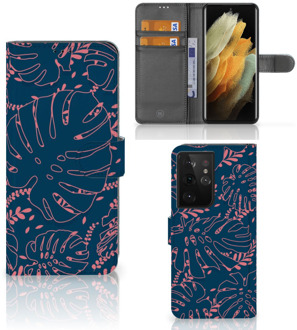 B2Ctelecom Smartphone Hoesje Samsung Galaxy S21 Ultra Bookcase Palm Leaves