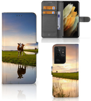 B2Ctelecom Smartphone Hoesje Samsung Galaxy S21 Ultra Flip Case Koe