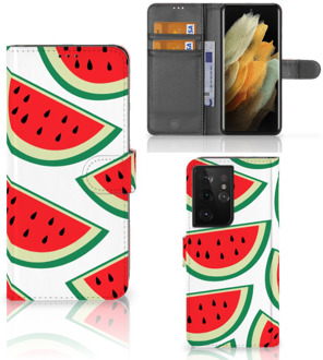 B2Ctelecom Smartphone Hoesje Samsung Galaxy S21 Ultra Foto Hoesje ontwerpen Originele Cadeaus Watermelons