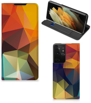 B2Ctelecom Smartphone Hoesje Samsung Galaxy S21 Ultra Leuk Book Case Polygon Color