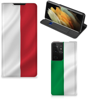 B2Ctelecom Smartphone Hoesje Samsung Galaxy S21 Ultra Leuk Bookcase Italiaanse Vlag