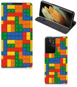 B2Ctelecom Smartphone Hoesje Samsung Galaxy S21 Ultra Leuk Bookcover Blokken