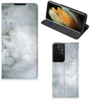 B2Ctelecom Smartphone Hoesje Samsung Galaxy S21 Ultra Leuk Telefoonhoesje Painting Grey