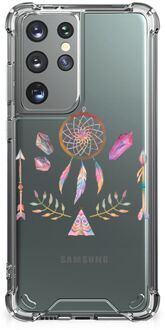 B2Ctelecom Smartphone hoesje Samsung Galaxy S21 Ultra Mobiel Case met transparante rand Boho Dreamcatcher