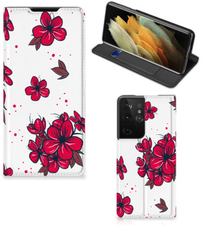 B2Ctelecom Smartphone Hoesje Samsung Galaxy S21 Ultra Mobiel Cover Blossom Red