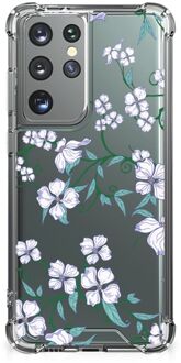 B2Ctelecom Smartphone hoesje Samsung Galaxy S21 Ultra Siliconen Hoesje met transparante rand Blossom White