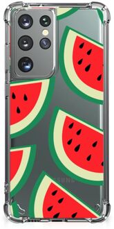 B2Ctelecom Smartphone hoesje Samsung Galaxy S21 Ultra Telefoonhoesje met tekst met transparante rand Watermelons