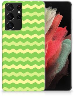 B2Ctelecom Smartphone hoesje Samsung Galaxy S21 Ultra TPU Case Waves Green