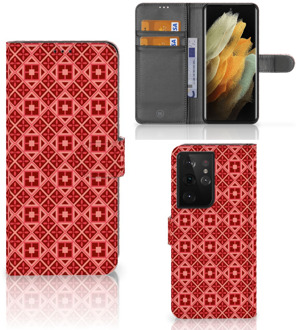 B2Ctelecom Smartphone Hoesje Samsung Galaxy S21 Ultra Wallet Book Case Batik Red