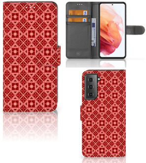 B2Ctelecom Smartphone Hoesje Samsung Galaxy S21 Wallet Book Case Batik Red