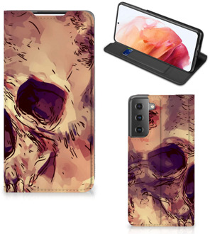 B2Ctelecom Smartphone Hoesje Samsung Galaxy S21 Wallet Case Skullhead