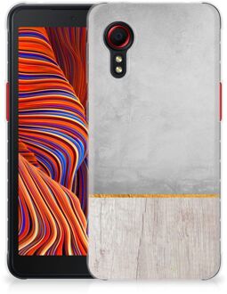 B2Ctelecom Smartphone hoesje Samsung Galaxy Xcover 5 Backcase Siliconen Hoesje Wood Beton