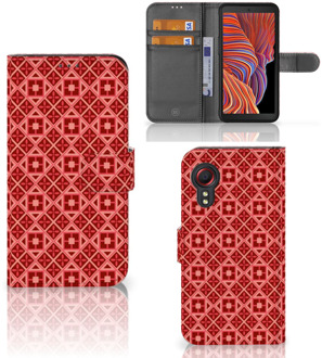 B2Ctelecom Smartphone Hoesje Samsung Galaxy Xcover 5 Wallet Book Case Batik Red