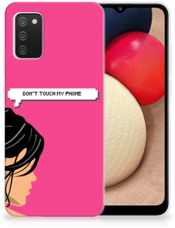 B2Ctelecom Smartphone hoesje Samsung M02s | Samsung Galaxy A02s Back Case Siliconen Hoesje Woman Don't Touch My Phone