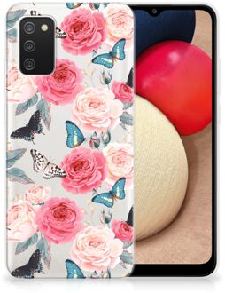 B2Ctelecom Smartphone hoesje Samsung M02s | Samsung Galaxy A02s Telefoontas Butterfly Roses