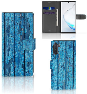 B2Ctelecom Smartphone Hoesje Samsung Note 10 Book Style Case Blauw Wood